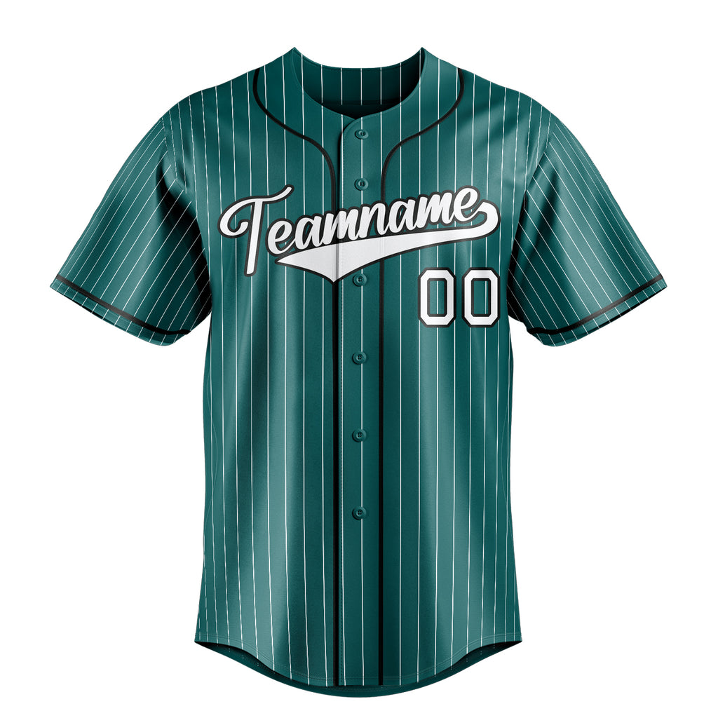 Personalized Teal & White White Pinstripe Fan Baseball Jersey