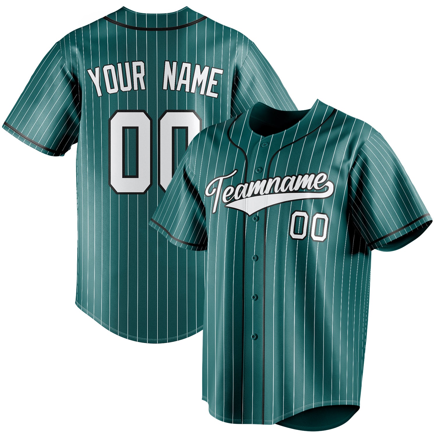 Personalized Teal & White White Pinstripe Fan Baseball Jersey BB01240530CK325