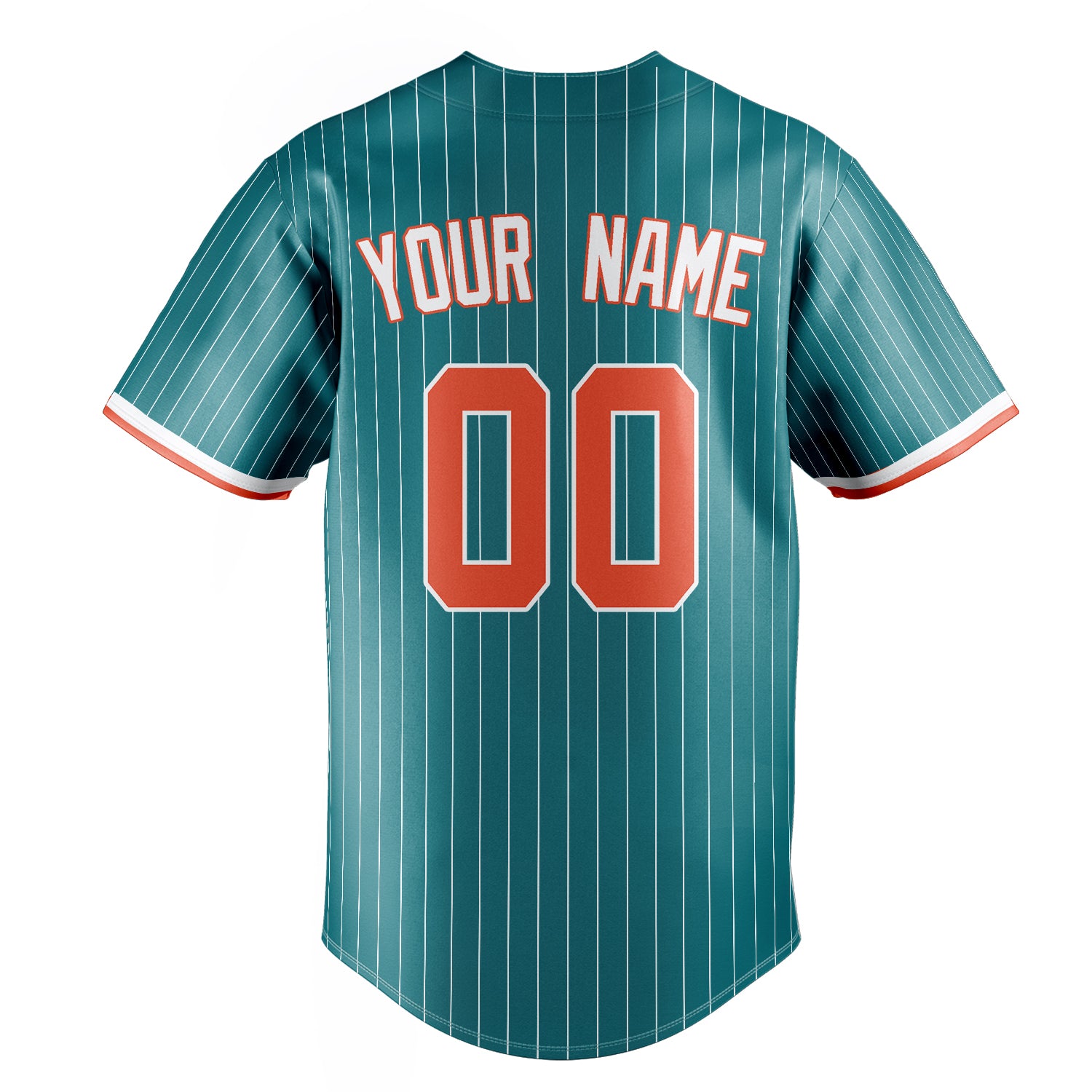 Personalized Teal & Orange White Pinstripe Fan Baseball Jersey