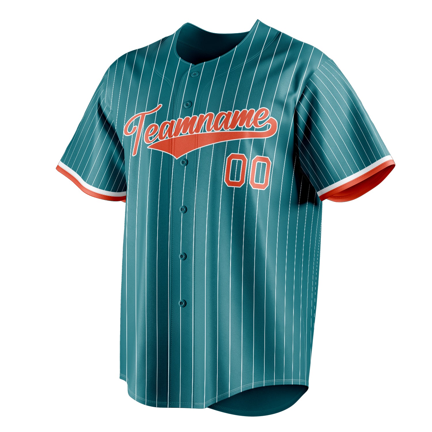Personalized Teal & Orange White Pinstripe Fan Baseball Jersey