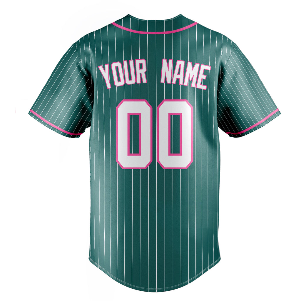 Personalized Teal & White White Pinstripe Fan Baseball Jersey