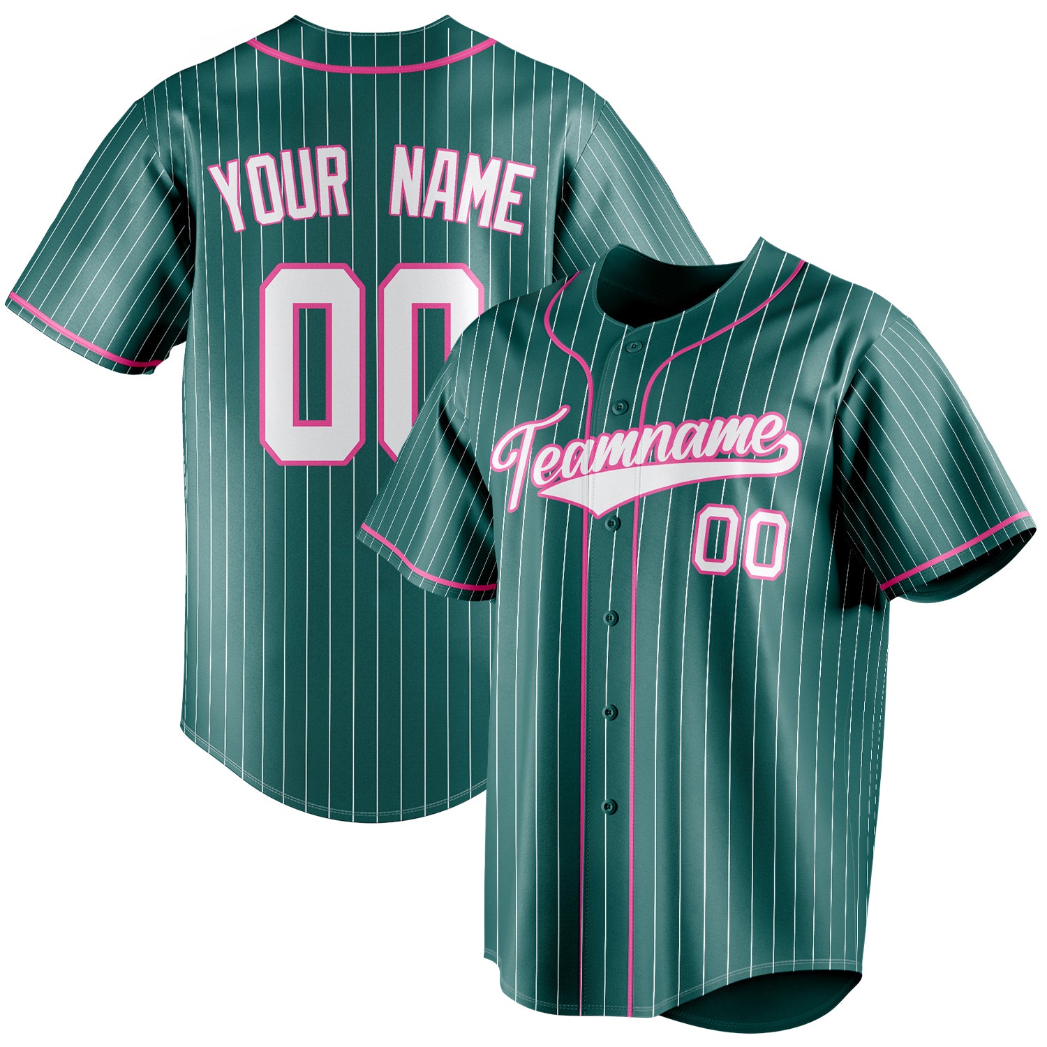 Personalized Teal & White White Pinstripe Fan Baseball Jersey BB01240530CK329
