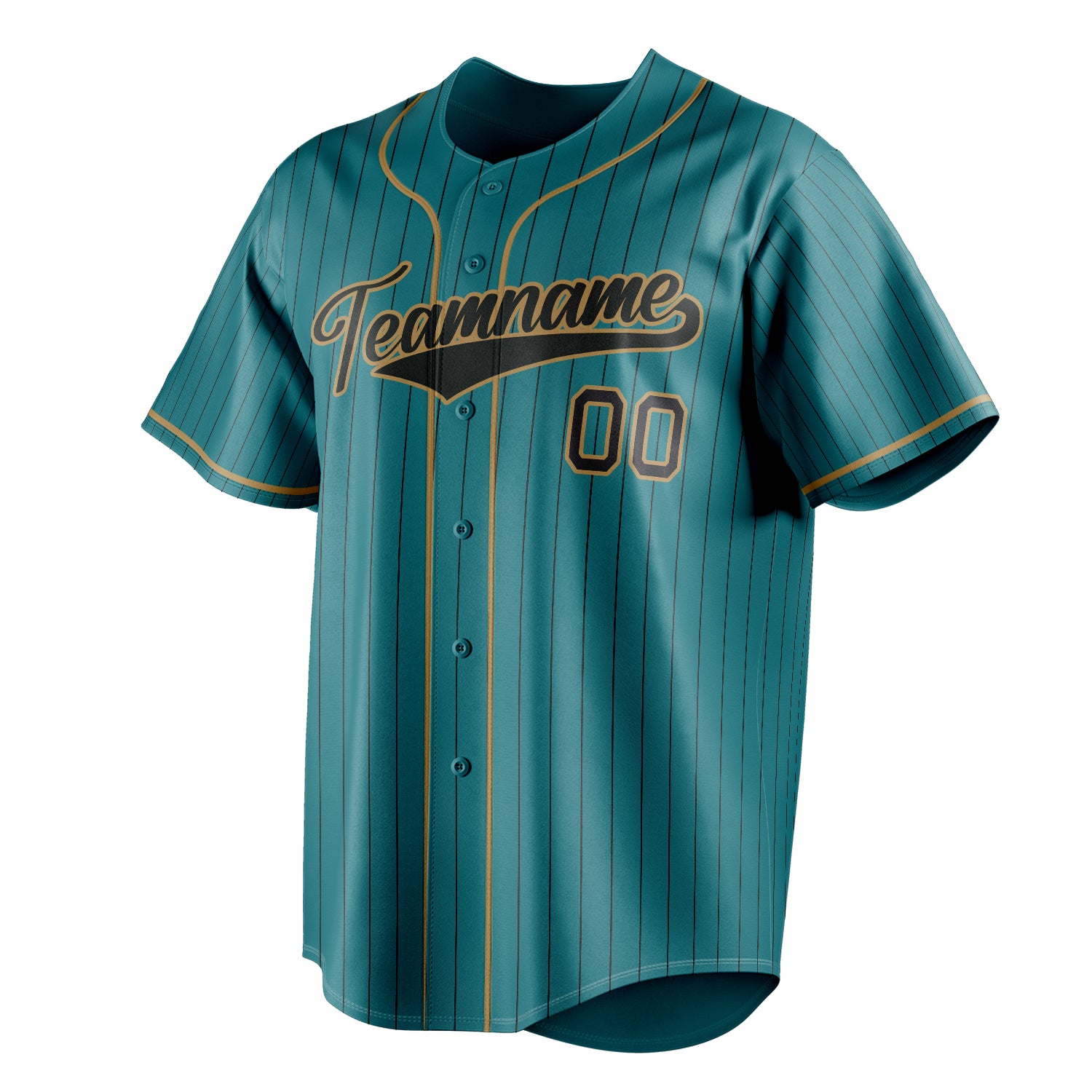 Personalized Teal & Black Black Pinstripe Fan Baseball Jersey