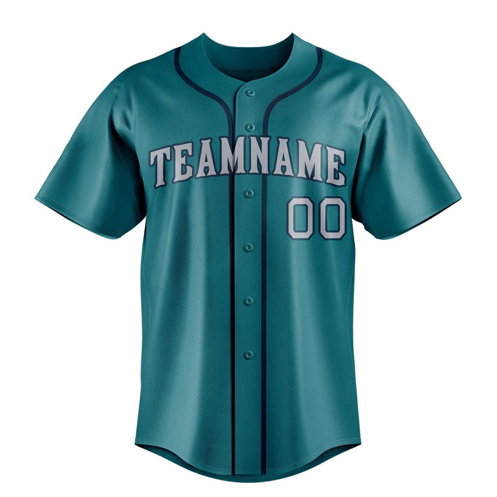 Personalized Teal & Gray Color Fan Baseball Jersey