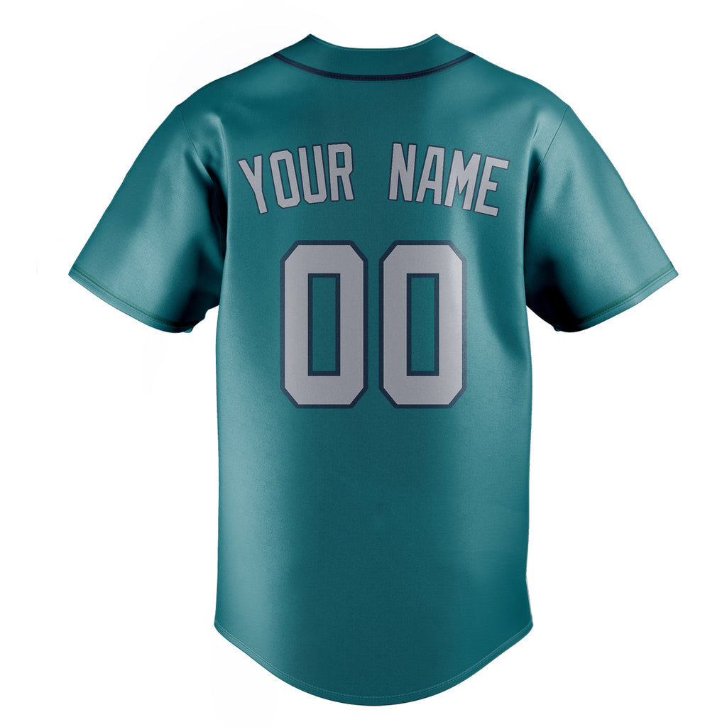 Personalized Teal & Gray Color Fan Baseball Jersey