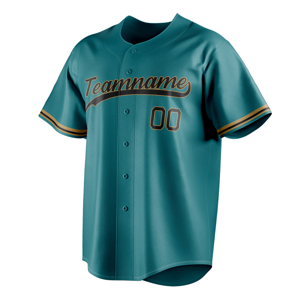 Personalized Teal & Navy Color Fan Baseball Jersey