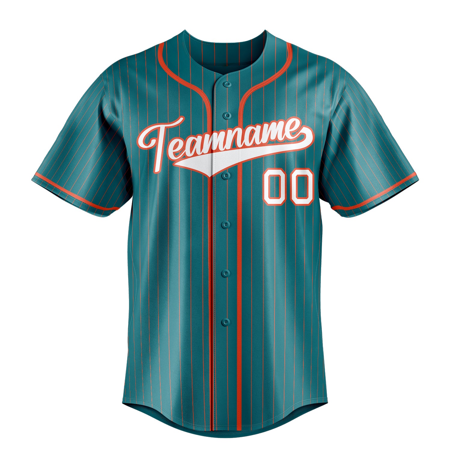 Personalized Teal & White Orange Pinstripe Fan Baseball Jersey