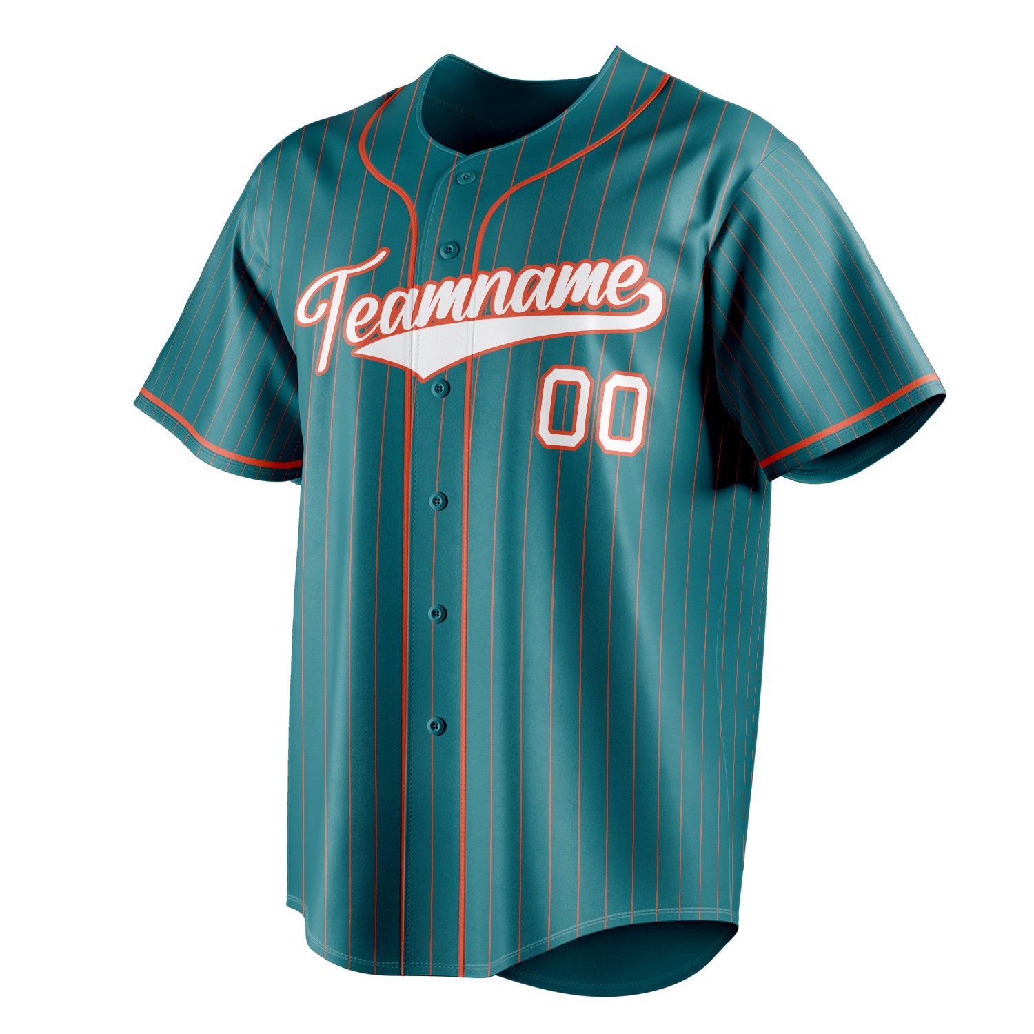 Personalized Teal & White Orange Pinstripe Fan Baseball Jersey
