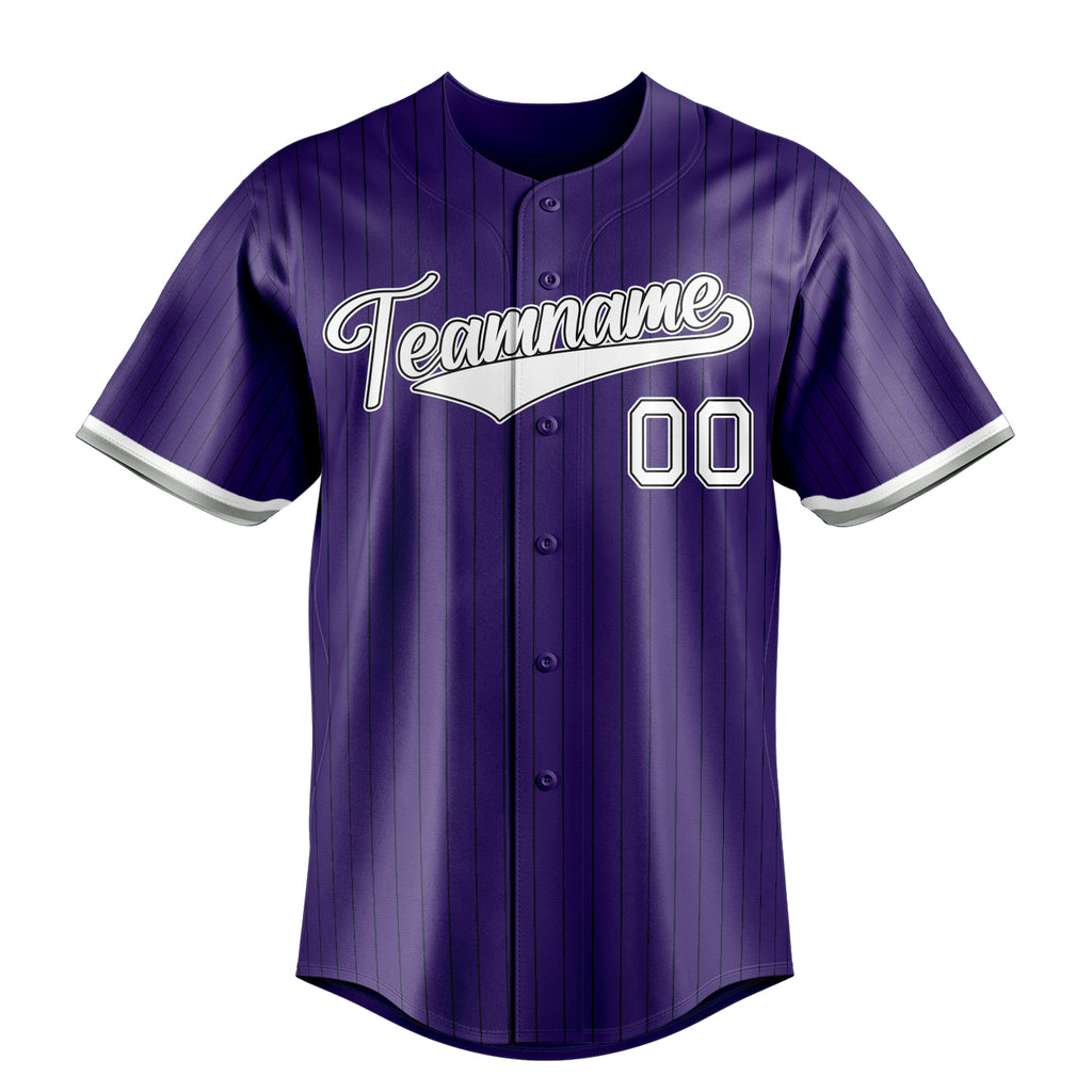 Personalized Purple & White Black Pinstripe Fan Baseball Jersey