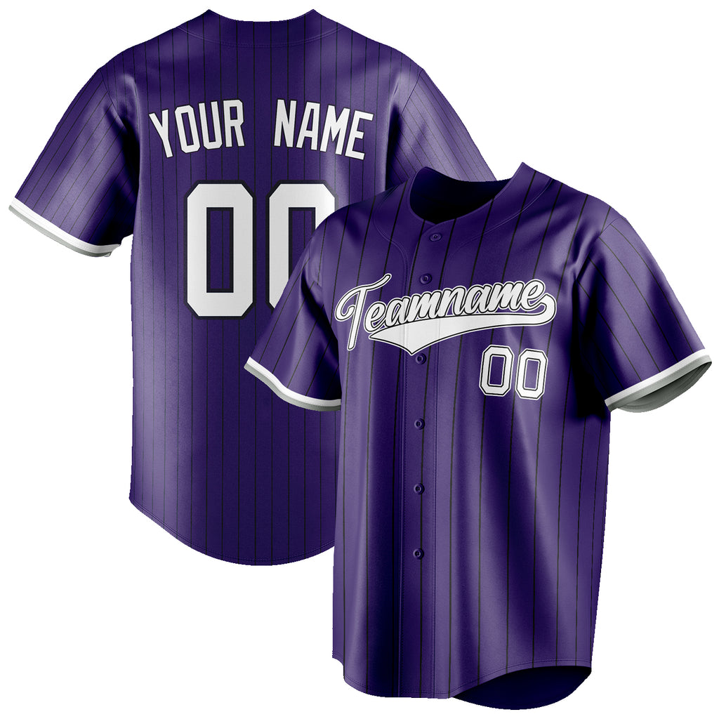 Personalized Purple & White Black Pinstripe Fan Baseball Jersey BB01240530JZ240