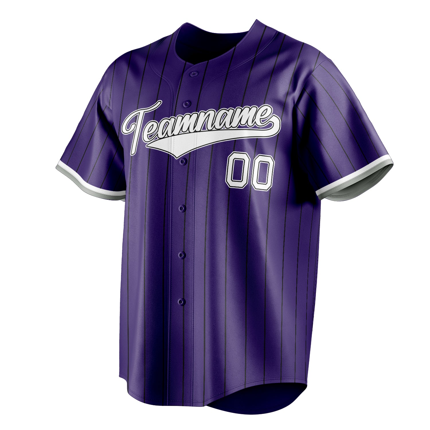 Personalized Purple & White Black Pinstripe Fan Baseball Jersey