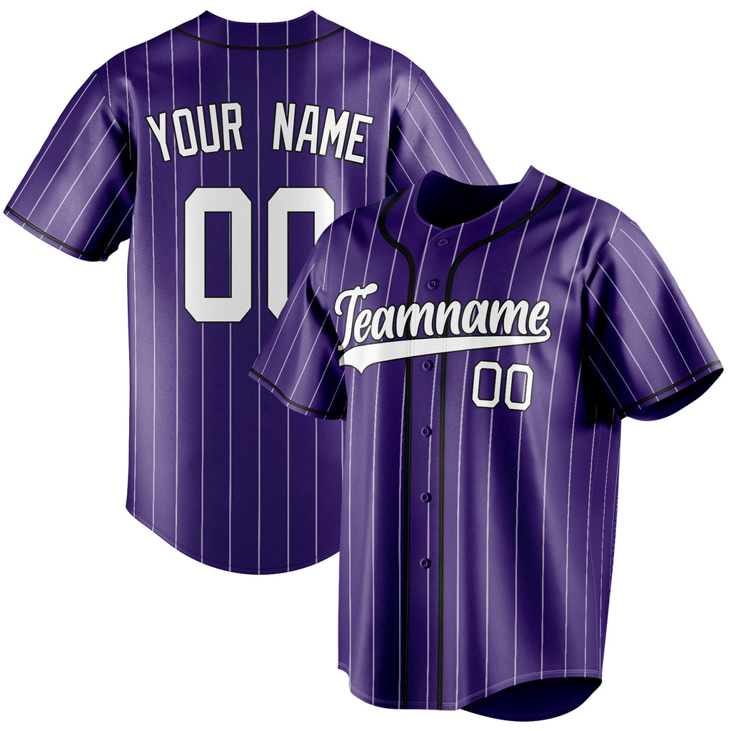 Personalized Purple & White White Pinstripe Fan Baseball Jersey BB01240530JZ242