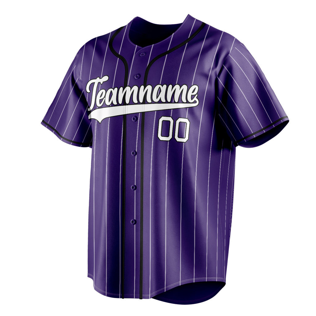 Personalized Purple & White White Pinstripe Fan Baseball Jersey