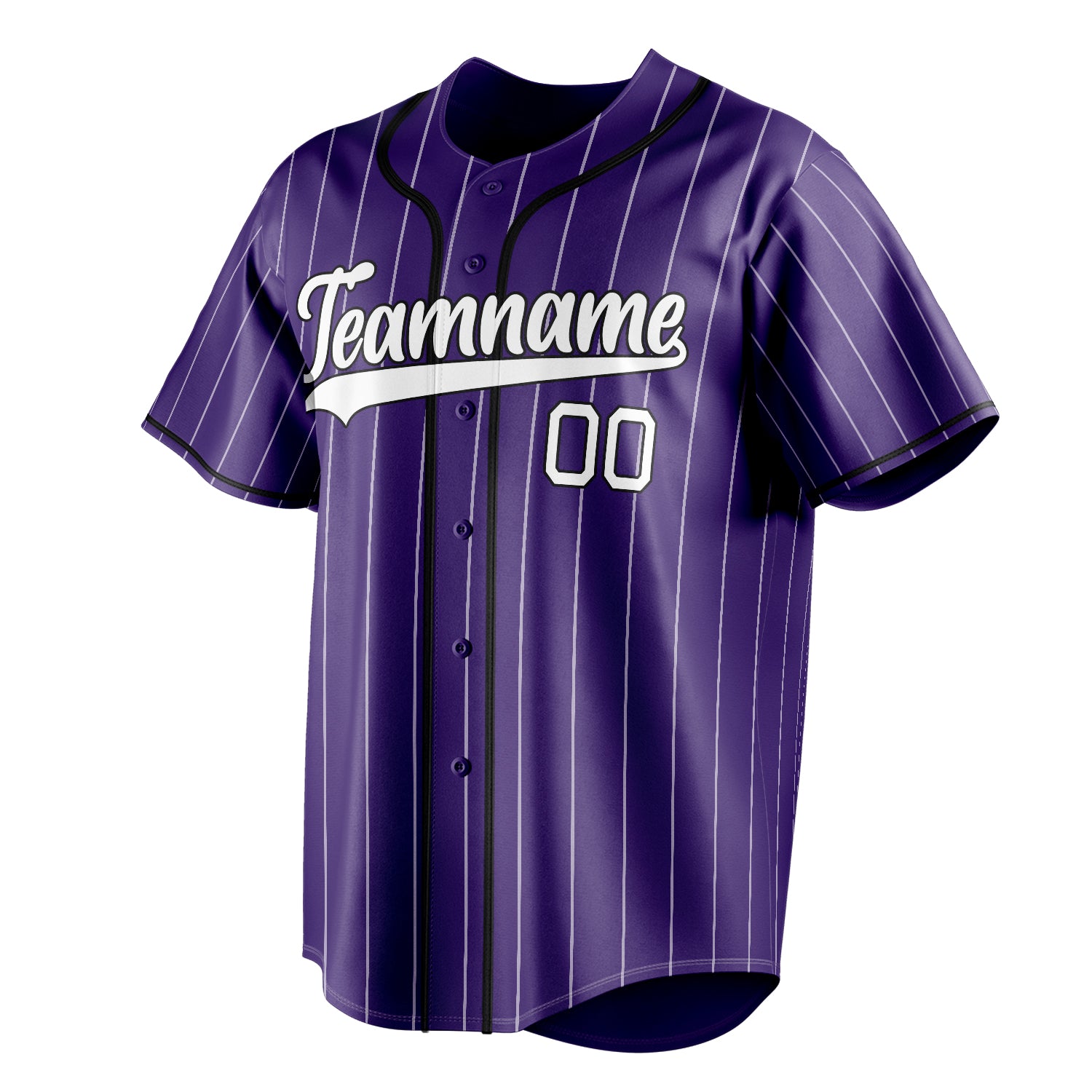 Personalized Purple & White White Pinstripe Fan Baseball Jersey