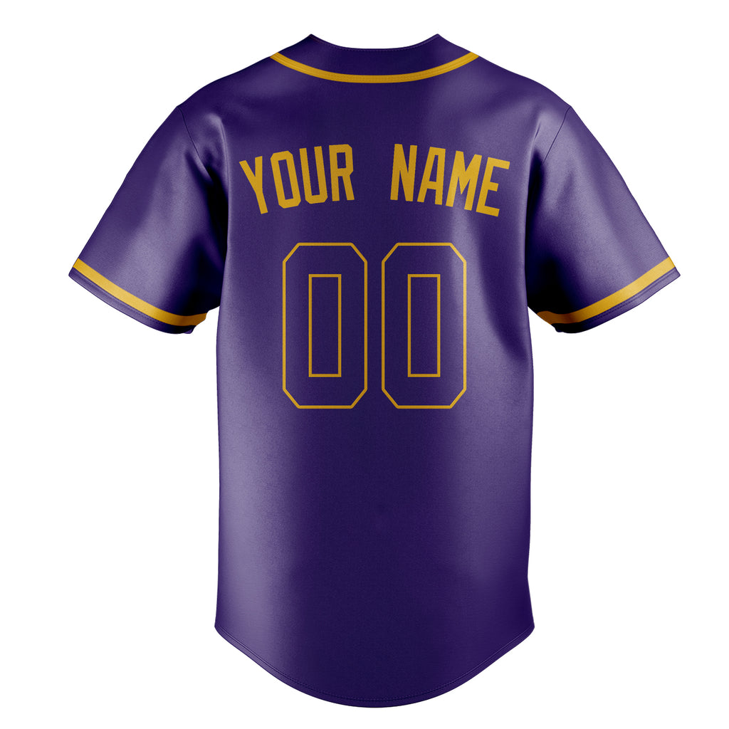 Personalized Purple & Gold Color Fan Baseball Jersey