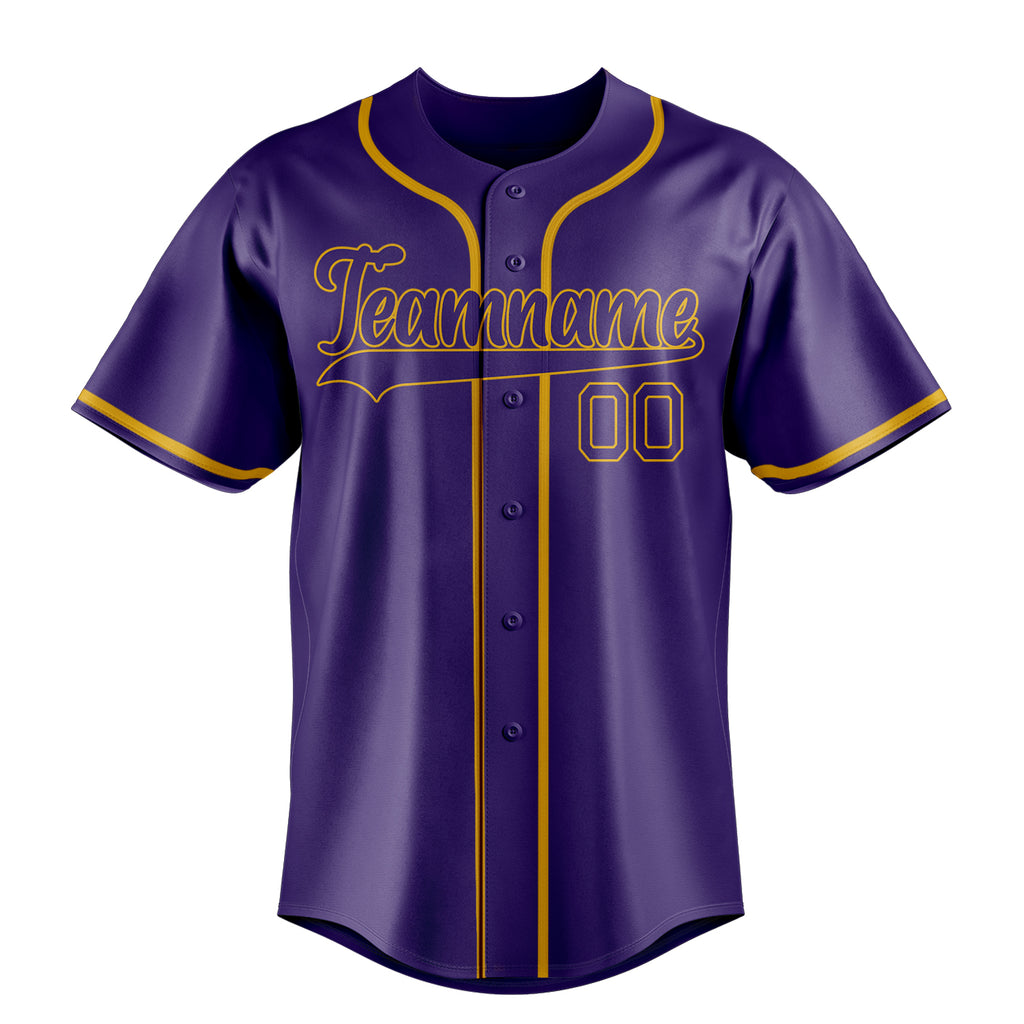 Personalized Purple & Gold Color Fan Baseball Jersey