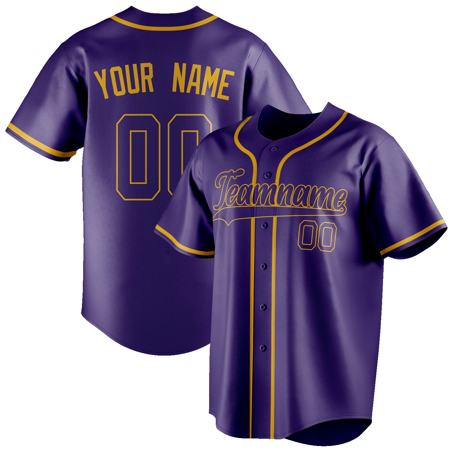 Personalized Purple & Gold Color Fan Baseball Jersey BB01240530JZ244