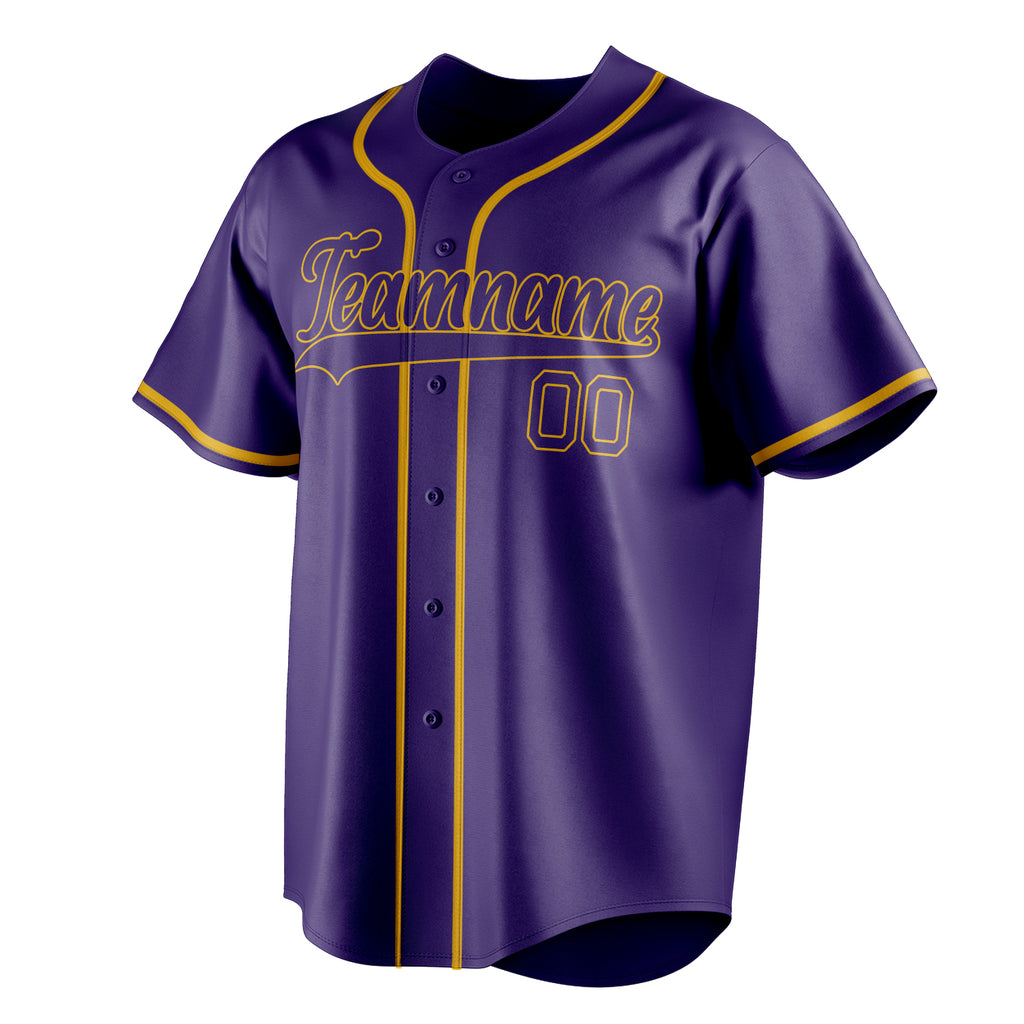 Personalized Purple & Gold Color Fan Baseball Jersey