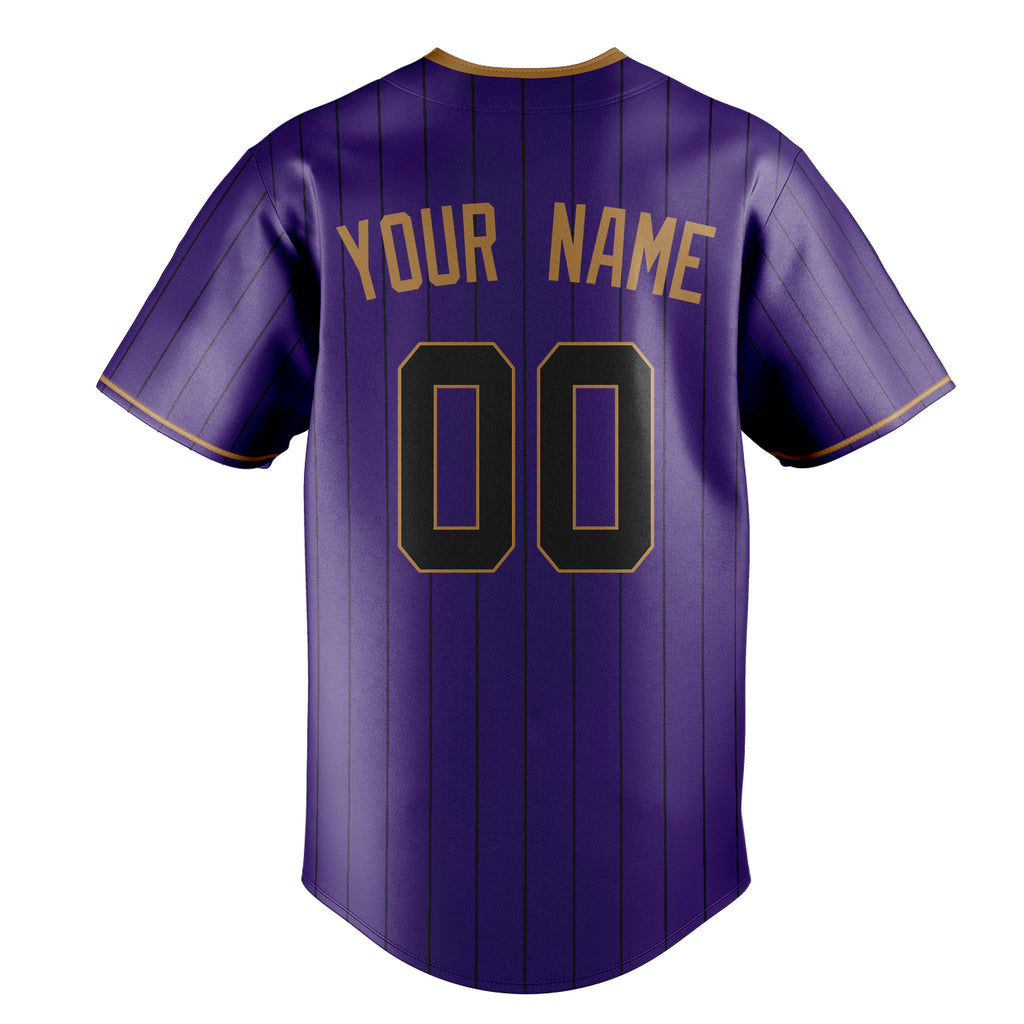 Personalized Purple & Black Black Pinstripe Fan Baseball Jersey