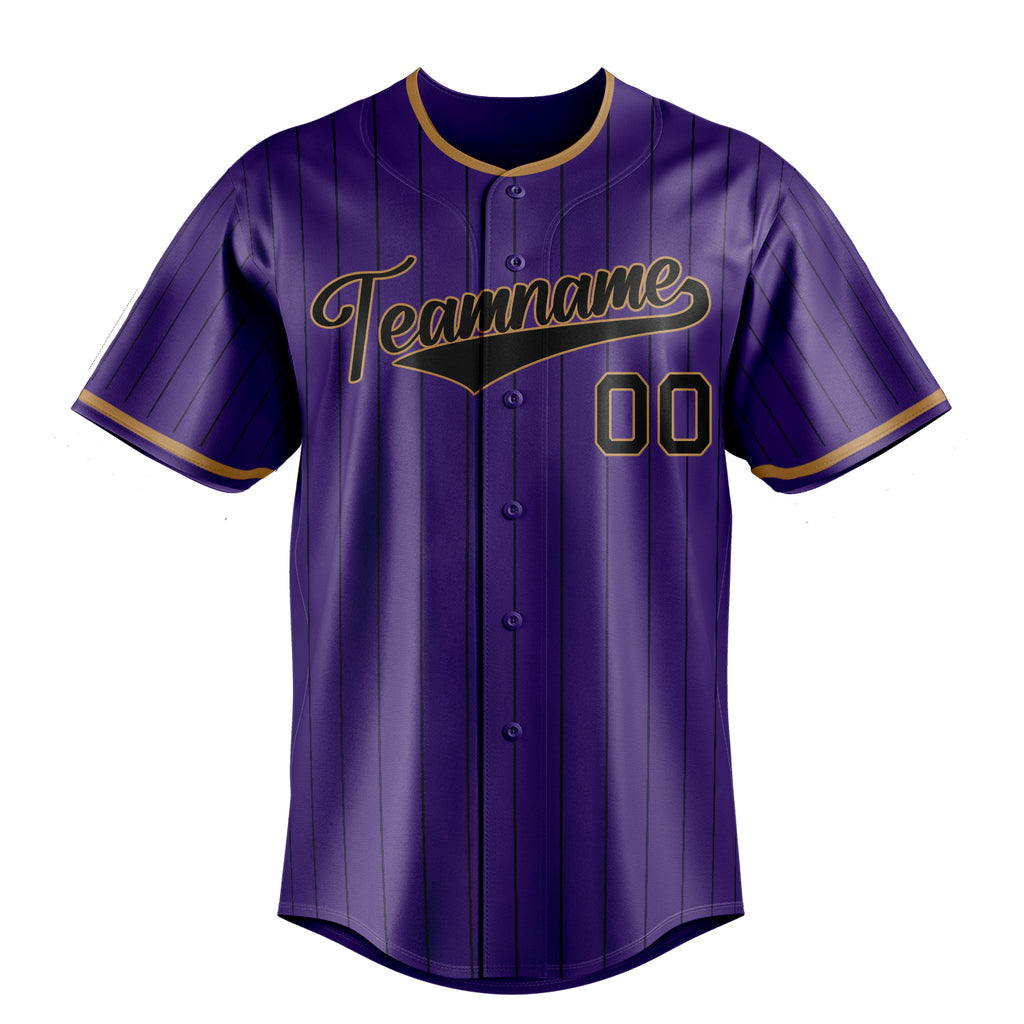 Personalized Purple & Black Black Pinstripe Fan Baseball Jersey
