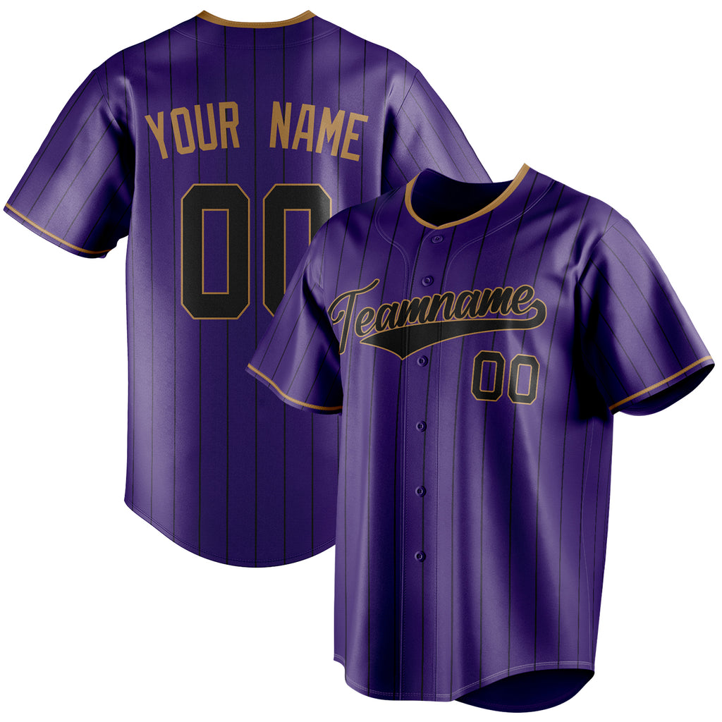 Personalized Purple & Black Black Pinstripe Fan Baseball Jersey BB01240530JZ245