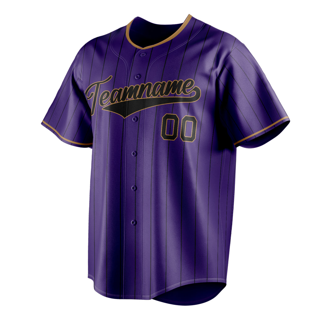 Personalized Purple & Black Black Pinstripe Fan Baseball Jersey
