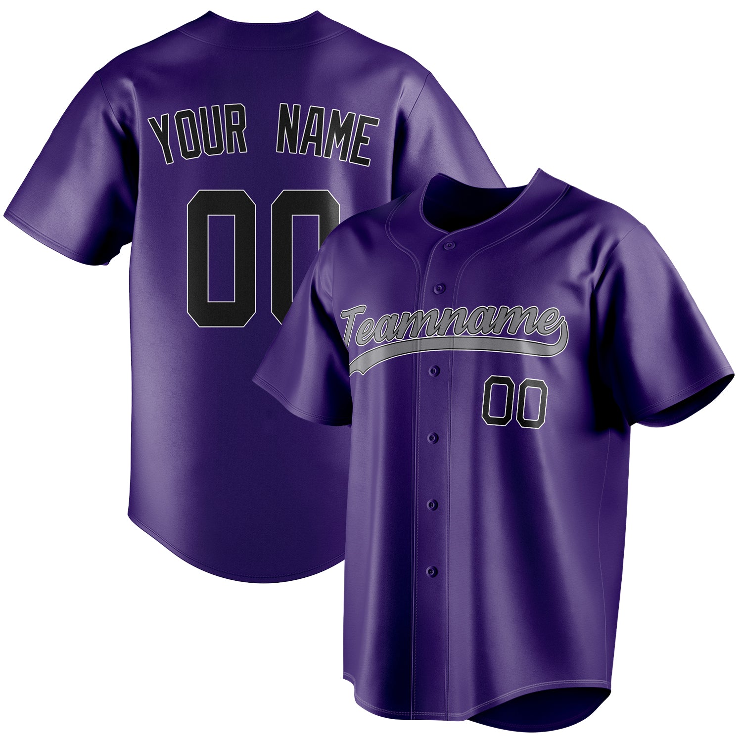Personalized Purple & Black Color Fan Baseball Jersey BB01240530JZ247
