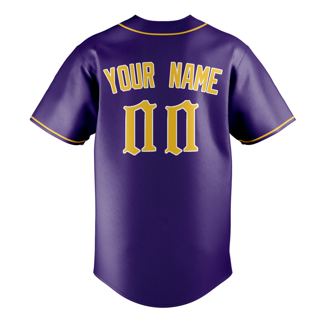 Personalized Purple & Gold Color Fan Baseball Jersey