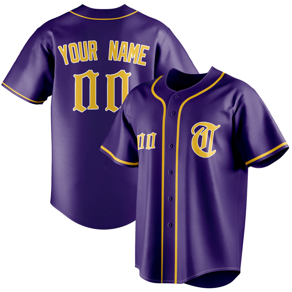 Personalized Purple & Gold Color Fan Baseball Jersey BB01240530JZ250