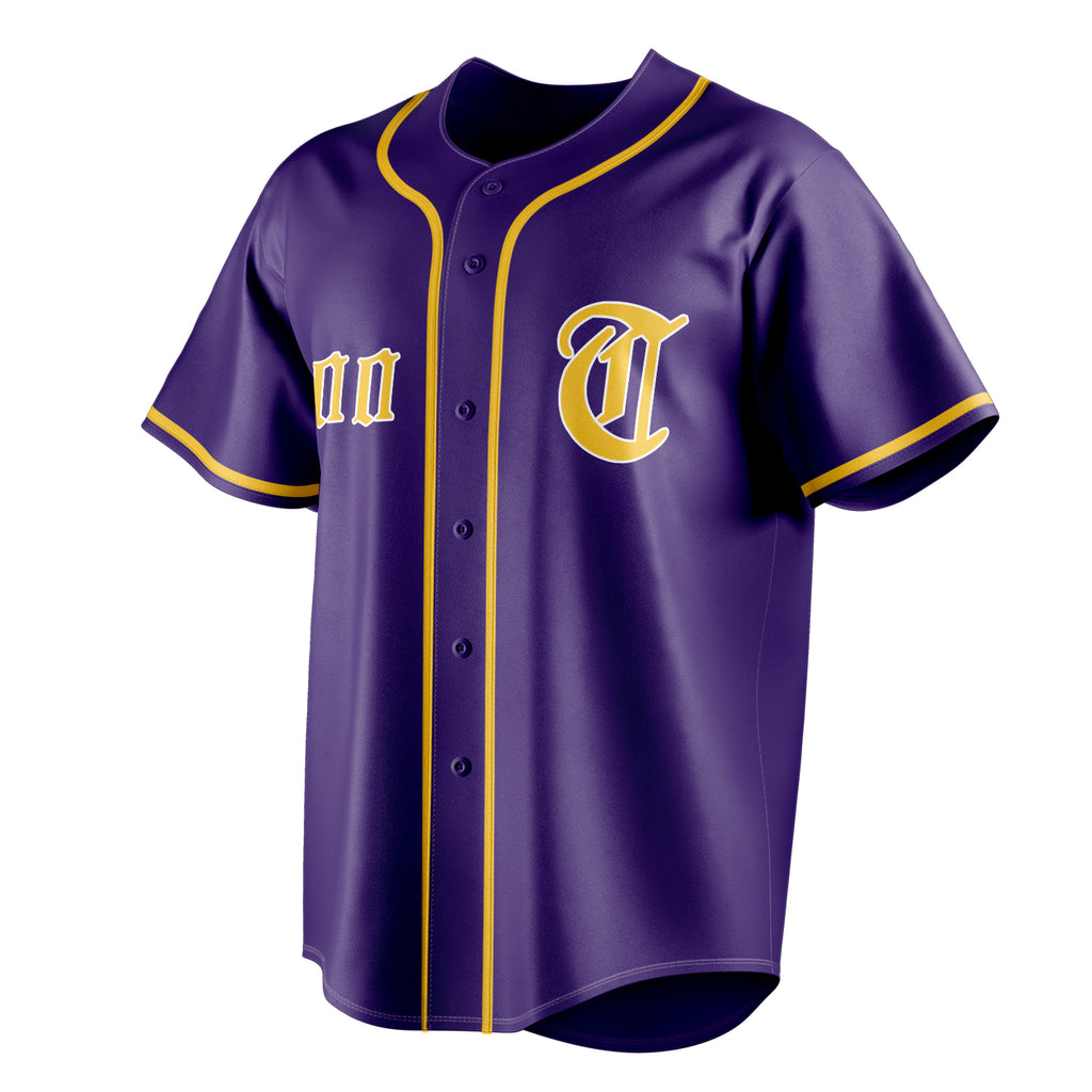 Personalized Purple & Gold Color Fan Baseball Jersey