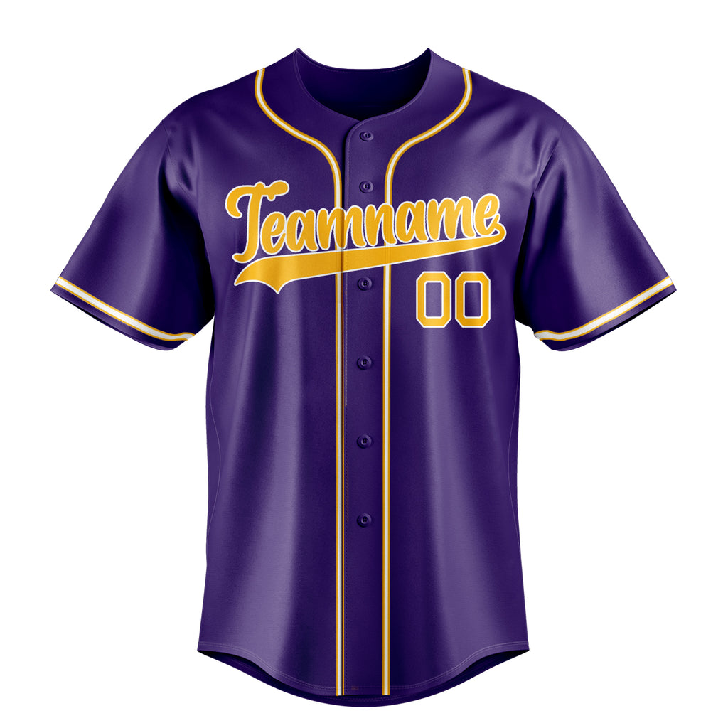 Personalized Purple & Gold Color Fan Baseball Jersey