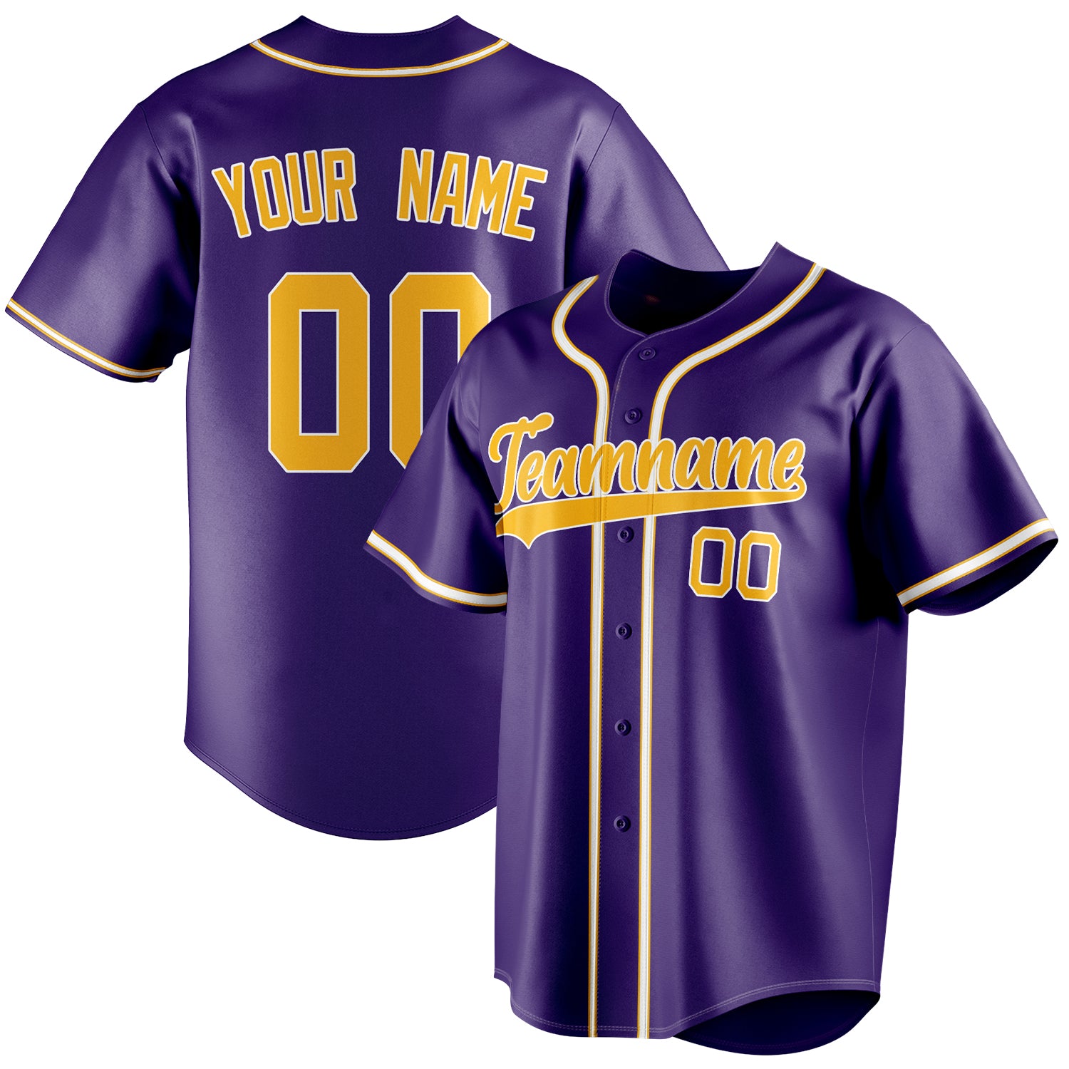 Personalized Purple & Gold Color Fan Baseball Jersey BB01240530JZ252