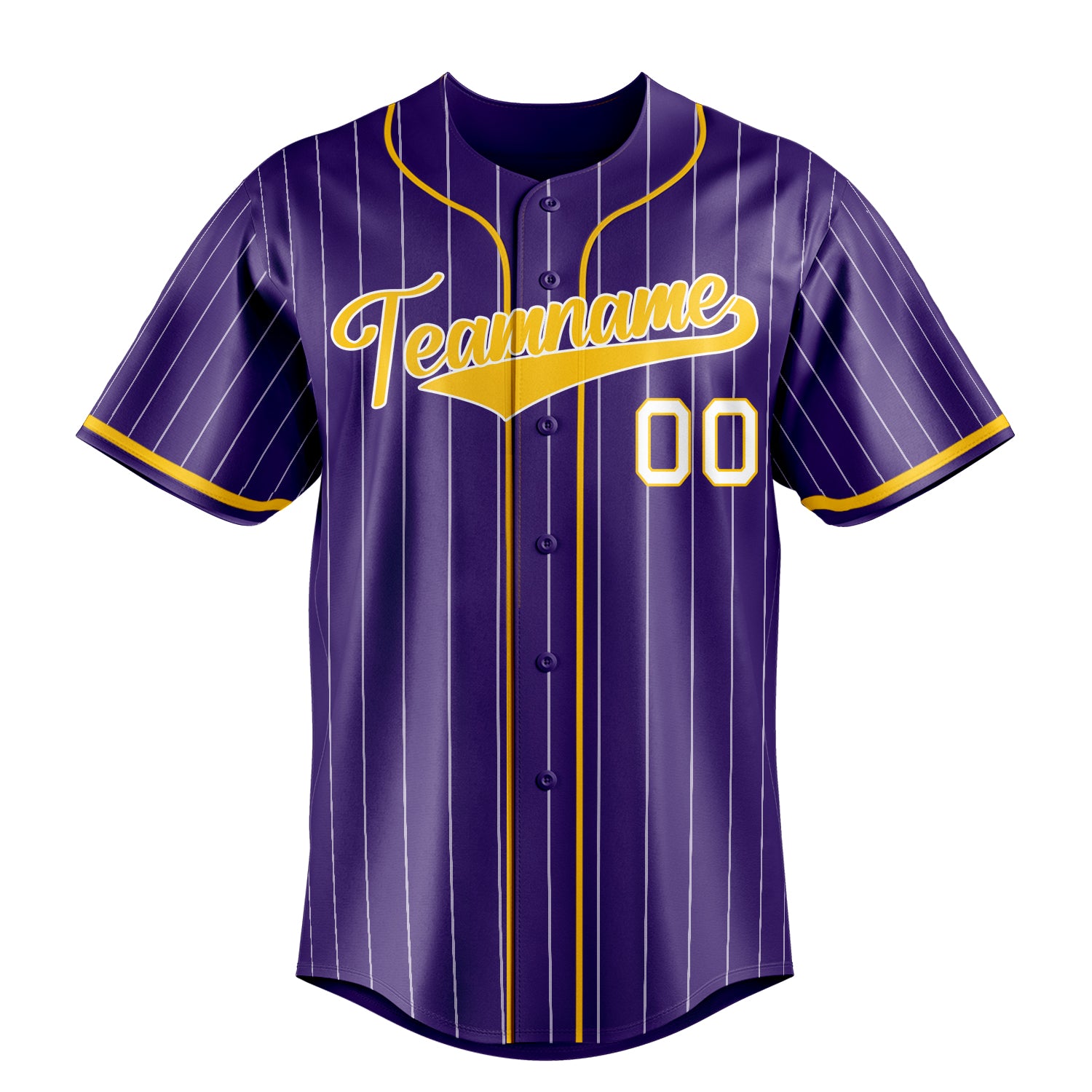 Personalized Purple & Gold White Pinstripe Fan Baseball Jersey