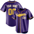 Personalized Purple & Gold White Pinstripe Fan Baseball Jersey BB01240530JZ253