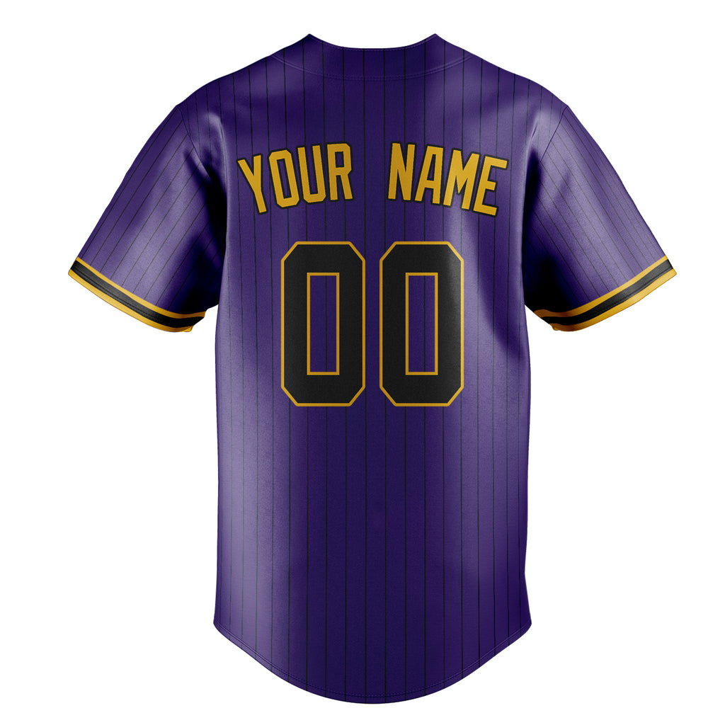 Personalized Purple & Black Black Pinstripe Fan Baseball Jersey