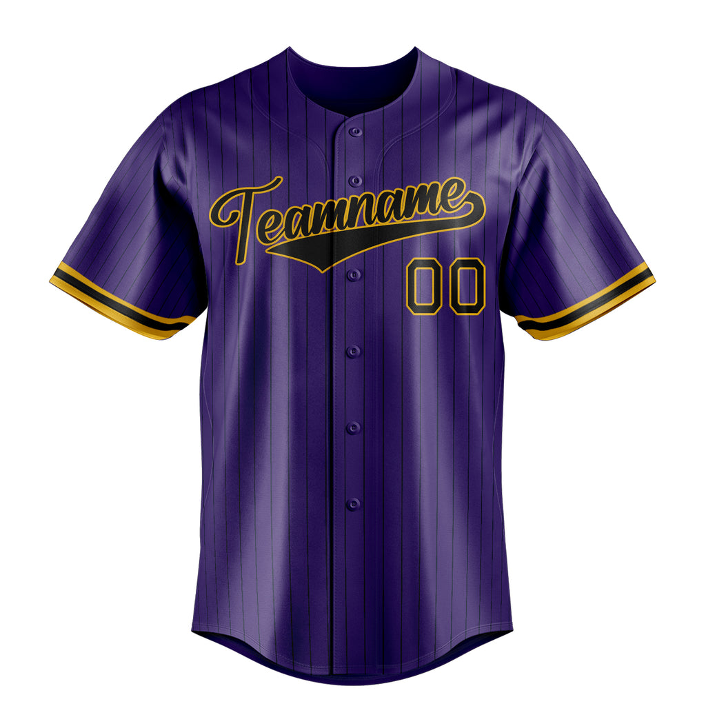 Personalized Purple & Black Black Pinstripe Fan Baseball Jersey