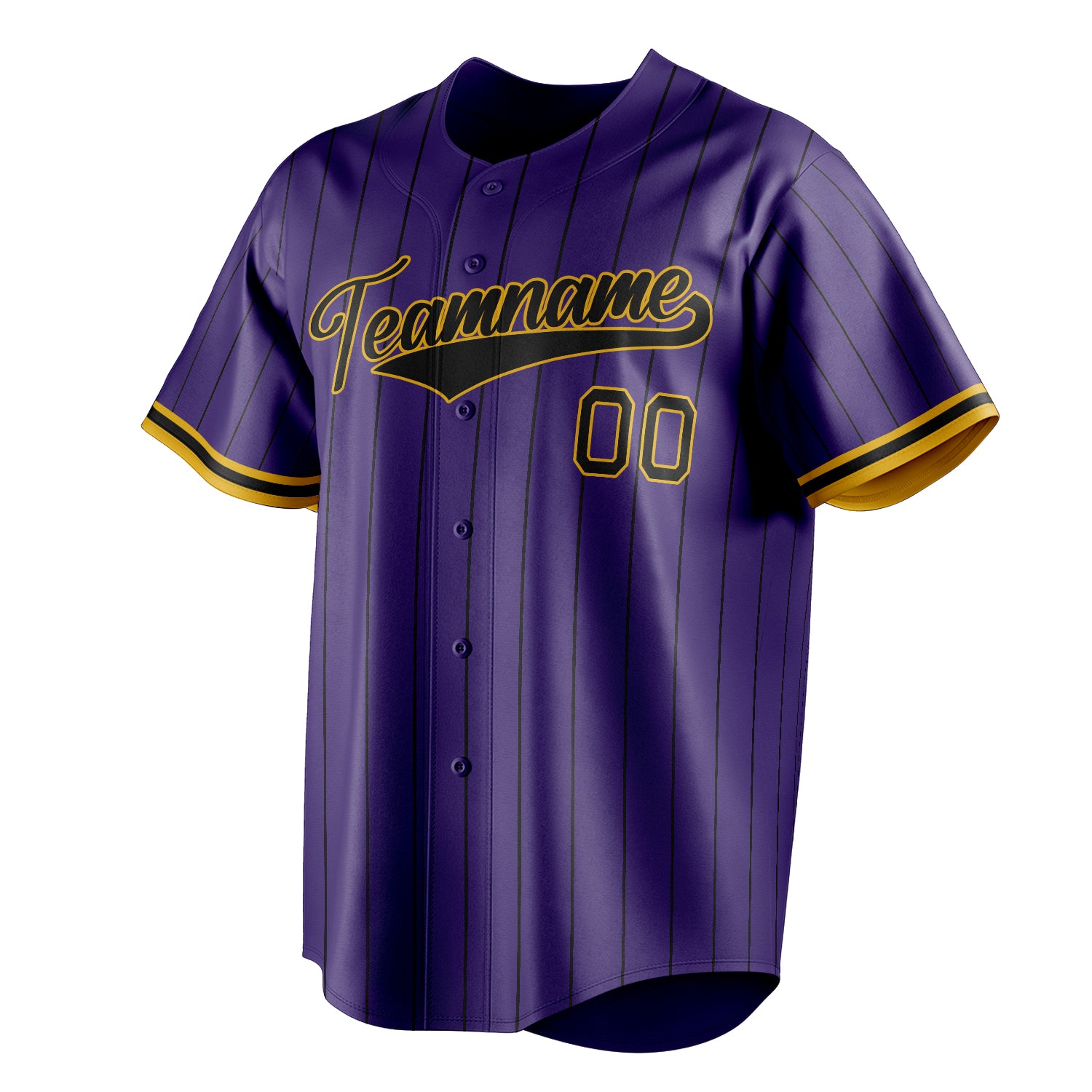 Personalized Purple & Black Black Pinstripe Fan Baseball Jersey
