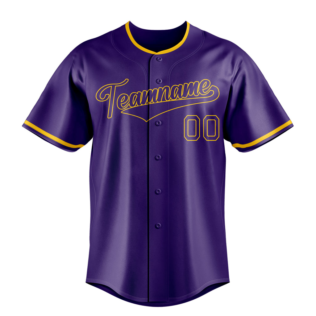 Personalized Purple & Gold Color Fan Baseball Jersey