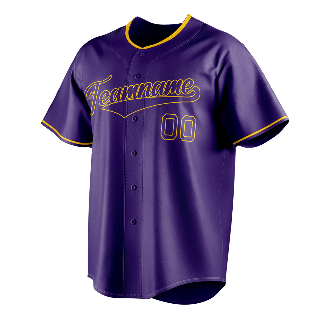 Personalized Purple & Gold Color Fan Baseball Jersey