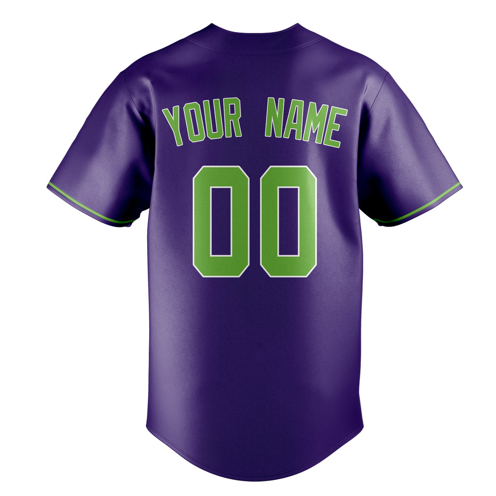Personalized Purple & Neon Green Color Fan Baseball Jersey