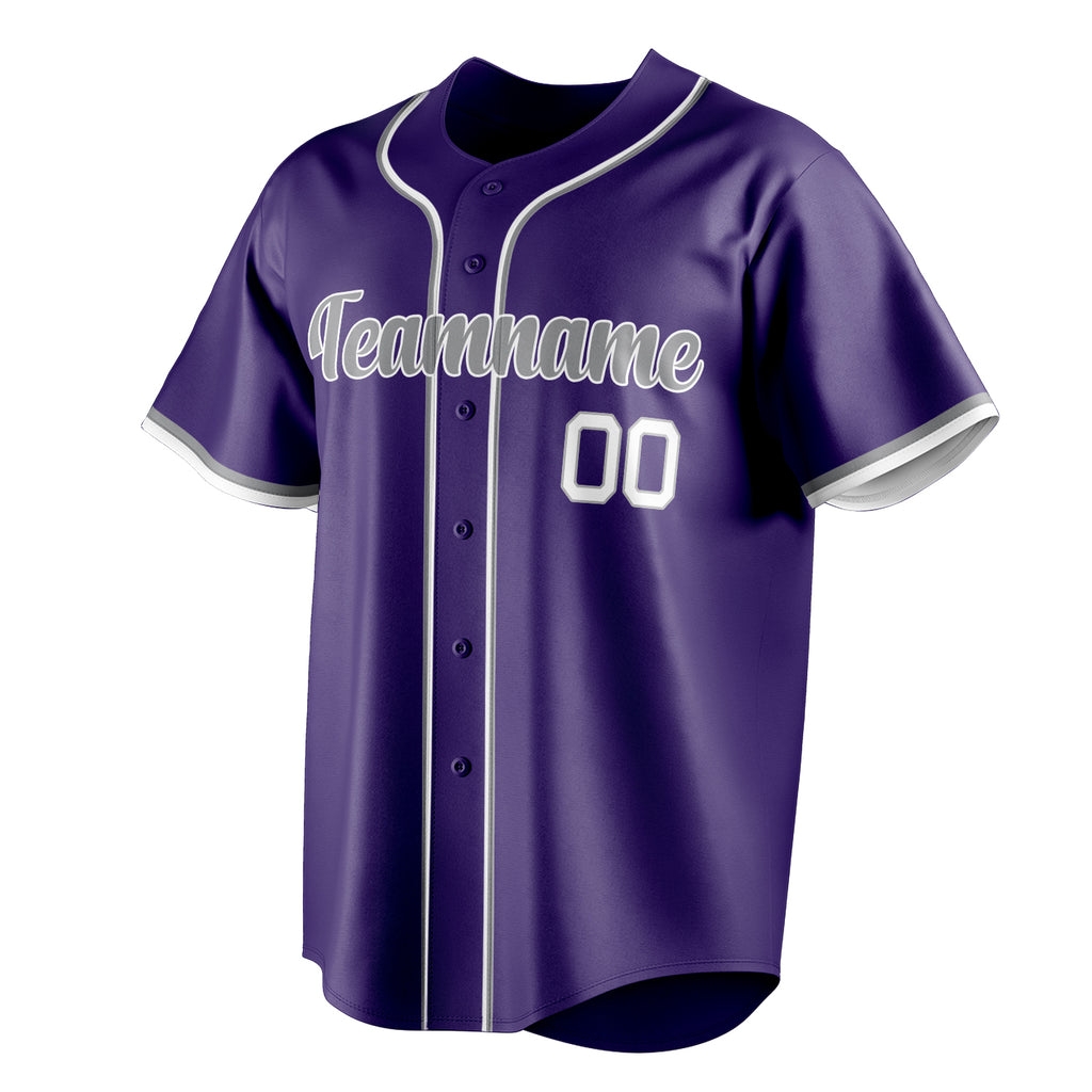 Personalized Purple & Gray Color Fan Baseball Jersey