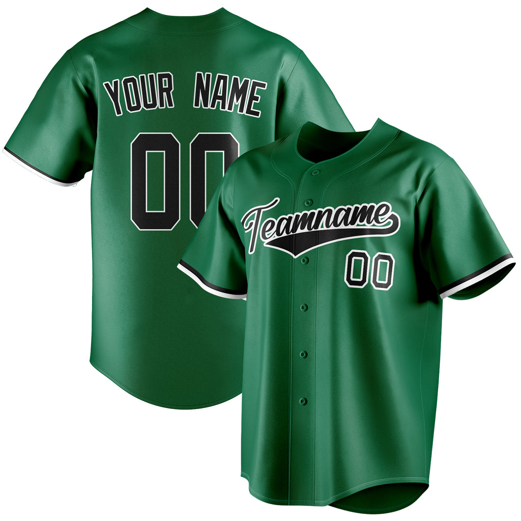 Personalized Kelly Green & Black Color Fan Baseball Jersey BB01240530WX222