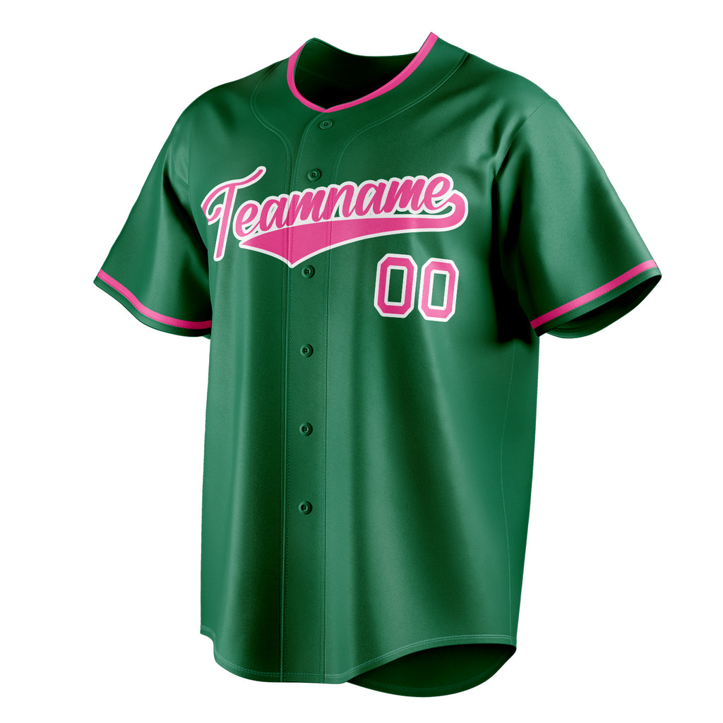 Personalized Kelly Green & Pink Color Fan Baseball Jersey