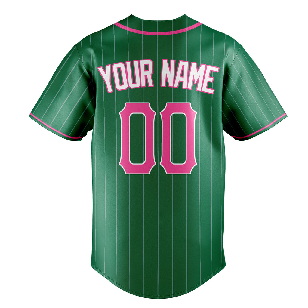 Personalized Kelly Green & Pink Color Fan Baseball Jersey