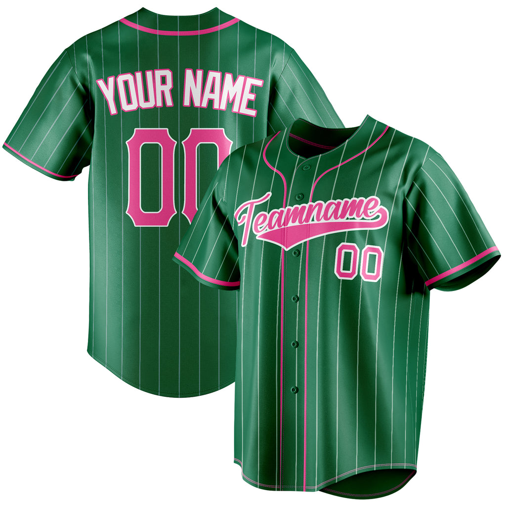 Personalized Kelly Green & Pink Color Fan Baseball Jersey BB01240530WX224