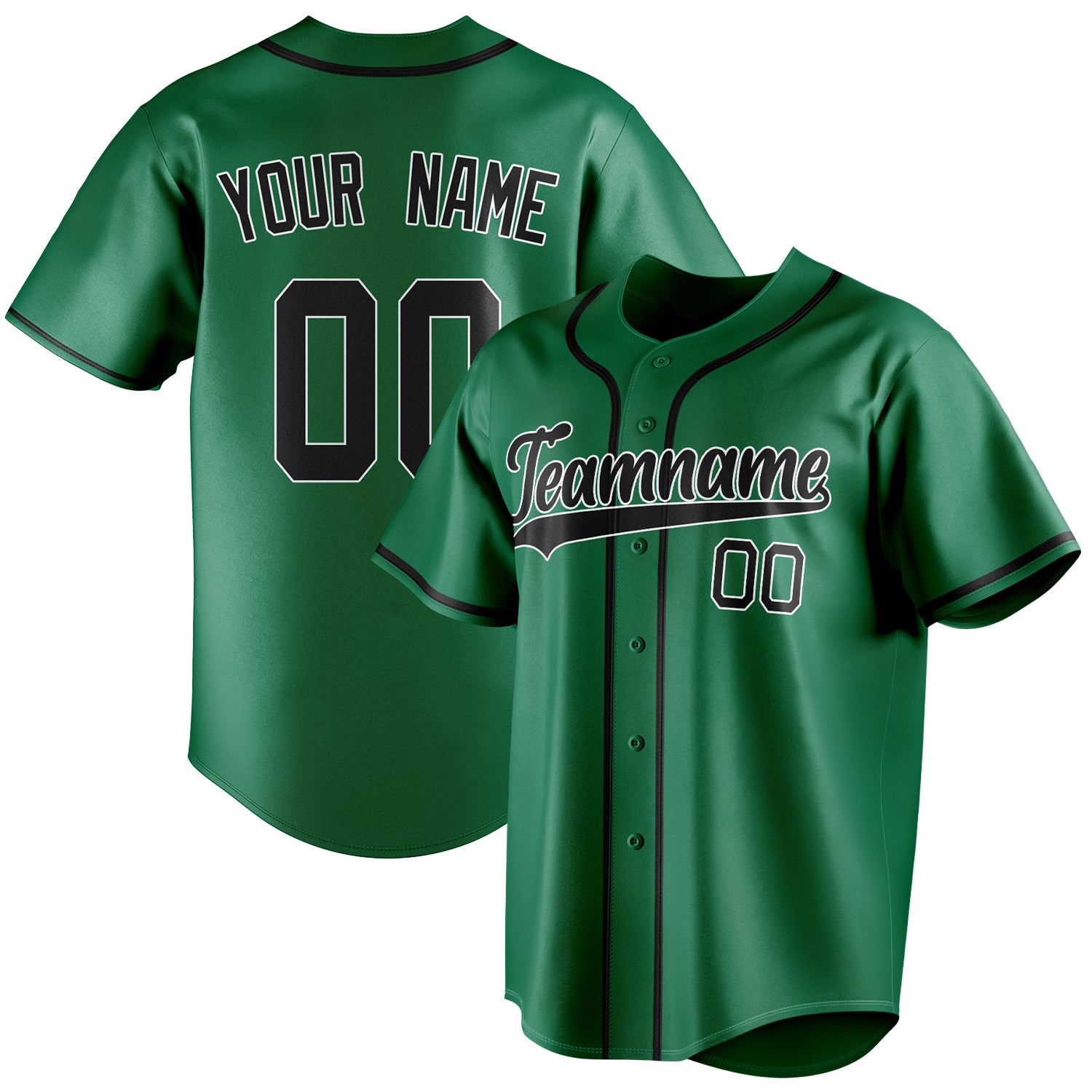 Personalized Kelly Green & Black Color Fan Baseball Jersey BB01240530WX226