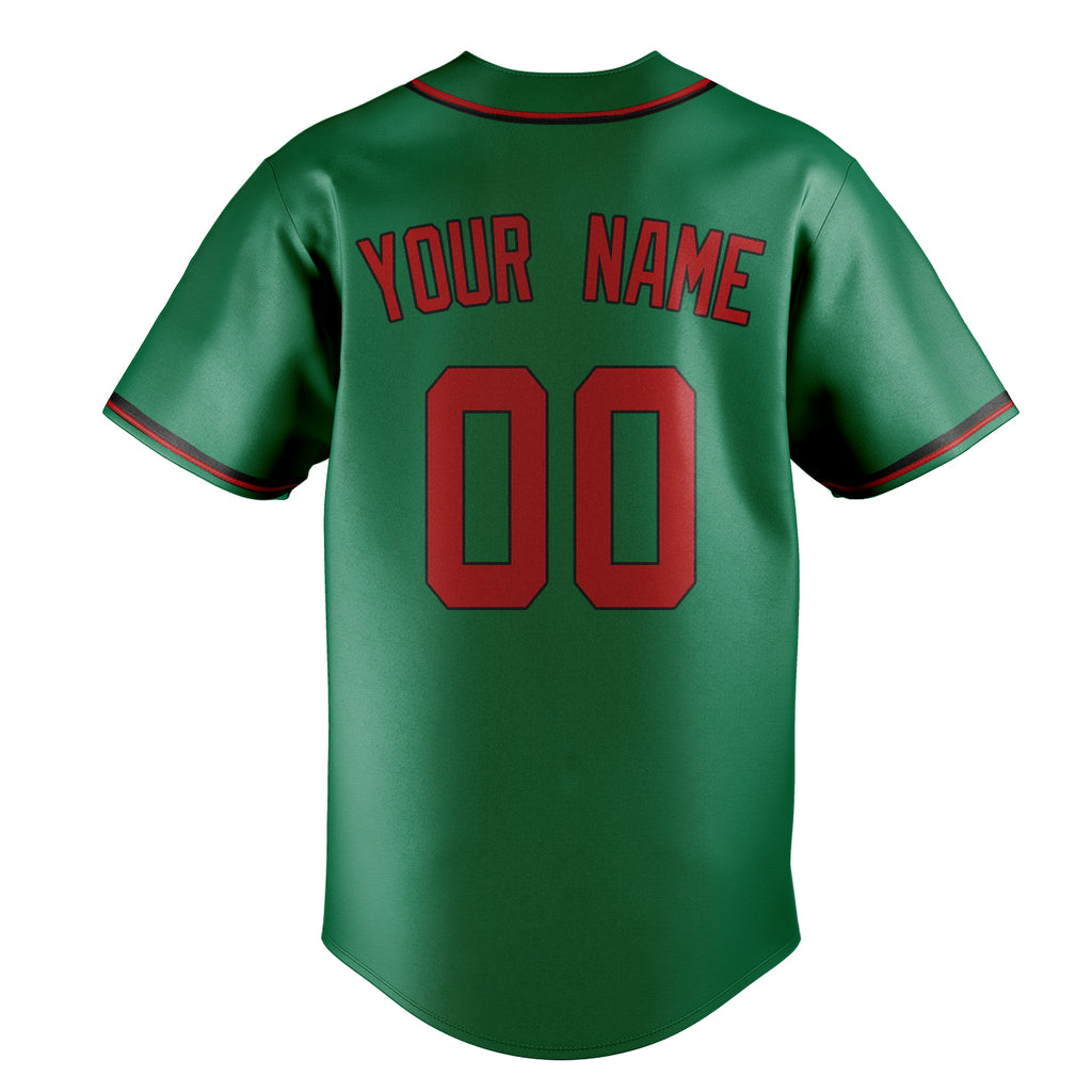 Personalized Kelly Green & Red Color Fan Baseball Jersey