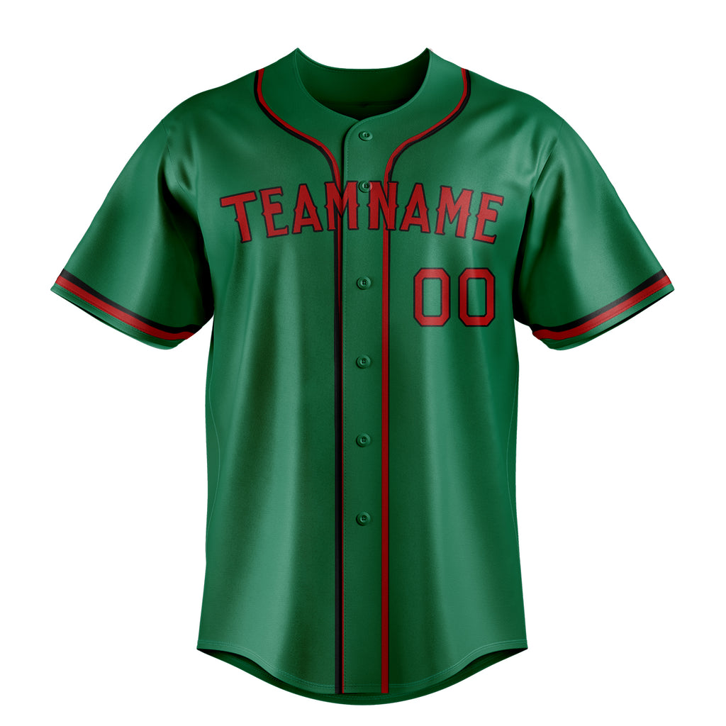 Personalized Kelly Green & Red Color Fan Baseball Jersey