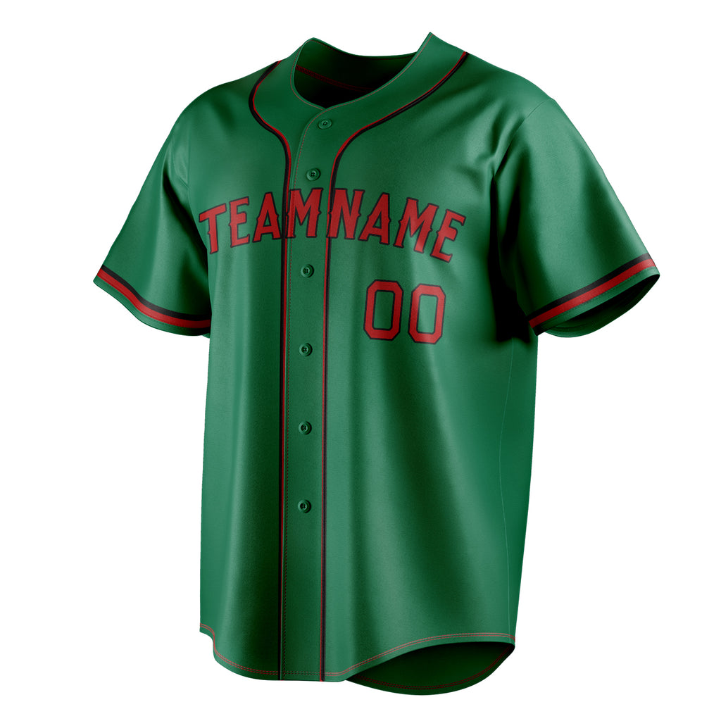 Personalized Kelly Green & Red Color Fan Baseball Jersey