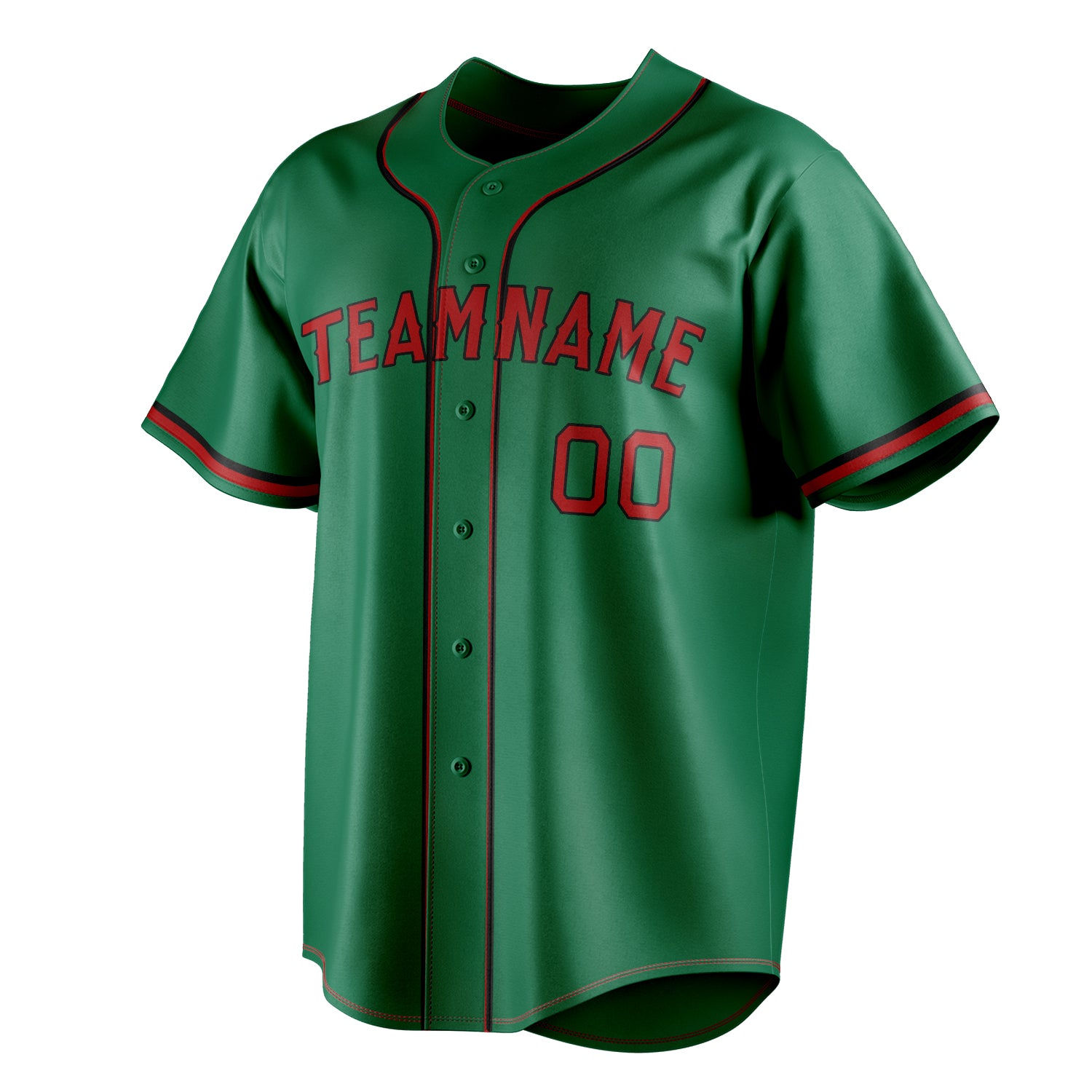Personalized Kelly Green & Red Color Fan Baseball Jersey
